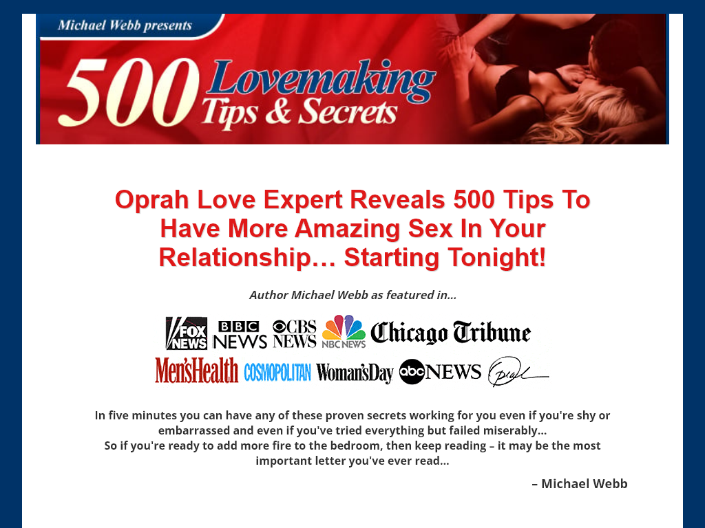 500 Lovemaking Tips & Sex Secrets Review